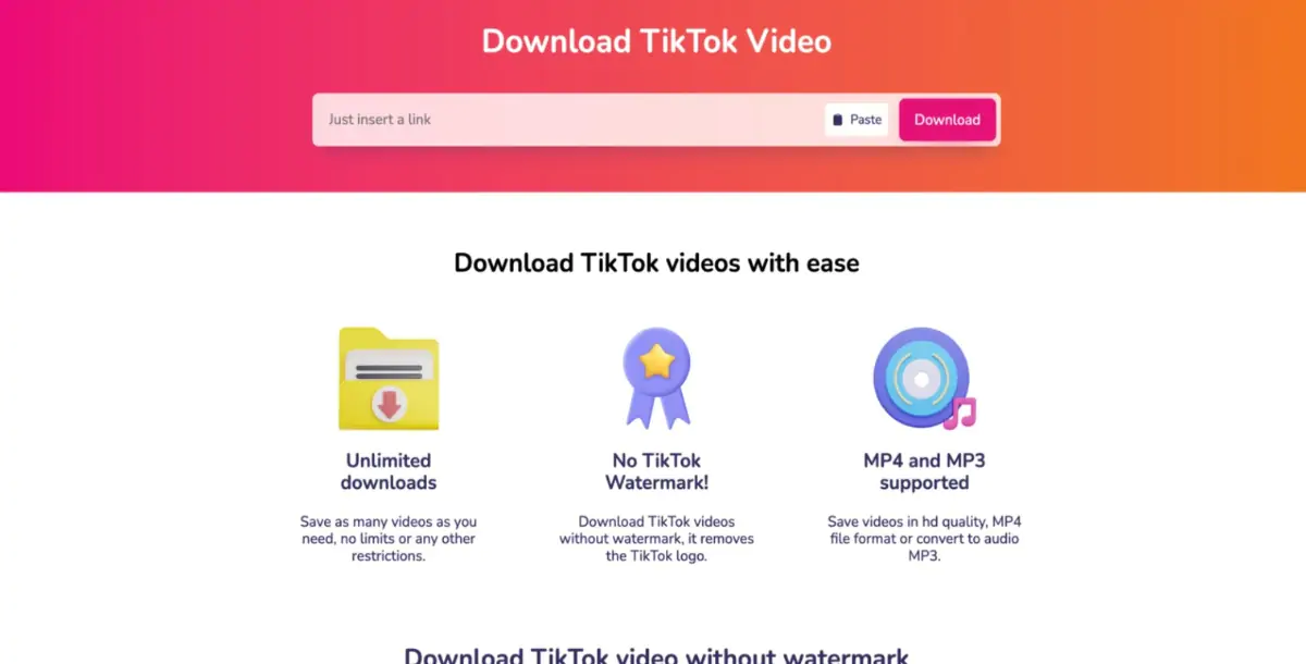 موقع لتنزيل الفيدوهات من TikTok وميزات أخرى.